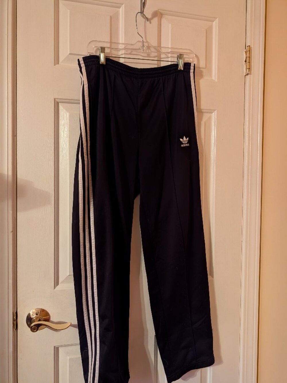 Vintage Used Adidas Pants Black w/ White Stripes ~ S